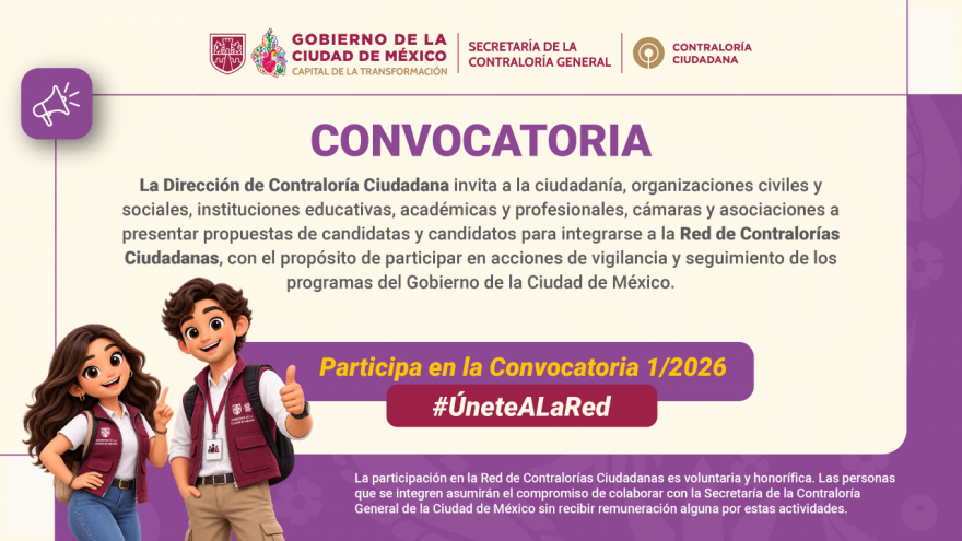 Convocatoria 1/2026 Red de Contralorías Ciudadanas